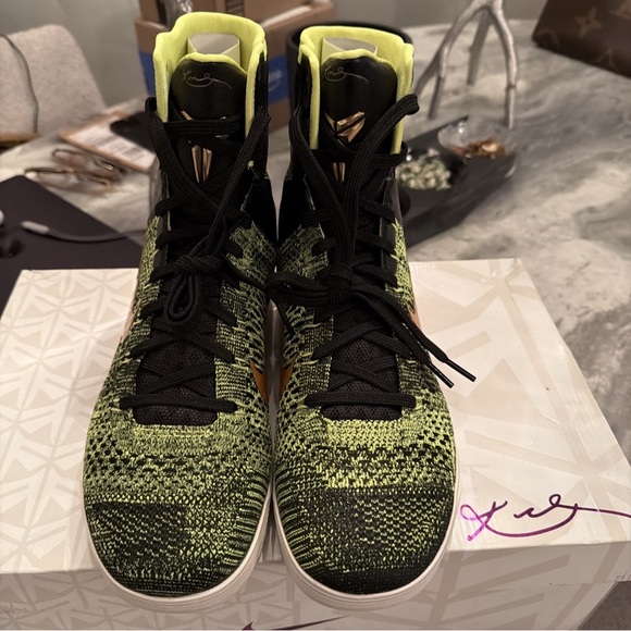 Nike Kobe IX Elite High Top Basketball Sneakers Black/Lime Green